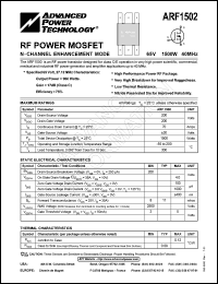 datasheet for ARF1502 by Advanced Power Technology (APT)