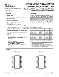 datasheet for CD54HC374F3A by Texas Instruments