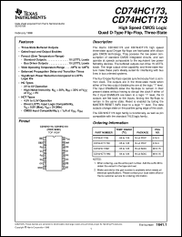 datasheet for CD74HCT173M96 by Texas Instruments