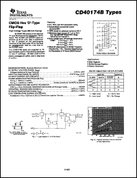 datasheet for CD40174BE by Texas Instruments