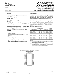 datasheet for CD74HCT273M by Texas Instruments