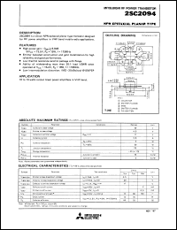 datasheet for 2SC2094 by Mitsubishi Electric Corporation, Semiconductor Group