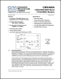 datasheet for CMX469AD3 by Consumer Microcircuits Limited
