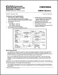 datasheet for CMX589AE2 by Consumer Microcircuits Limited