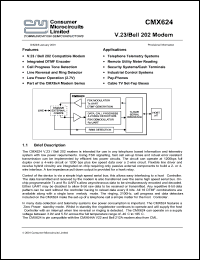 datasheet for CMX624P4 by Consumer Microcircuits Limited