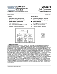 datasheet for CMX673P1 by Consumer Microcircuits Limited