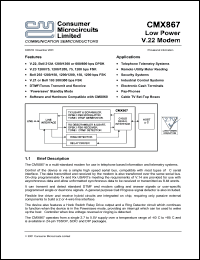 datasheet for CMX867D2 by Consumer Microcircuits Limited