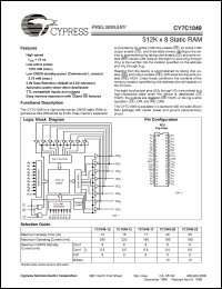 datasheet for CY7C1049-15VC by Cypress Semiconductor