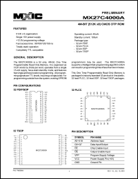 datasheet for MX27C4000ATC-12 by 