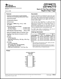 datasheet for CD74HC73E by Texas Instruments