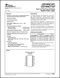datasheet for CD74HCT107E by Texas Instruments