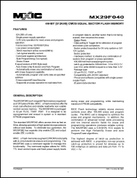 datasheet for MX29F040TC-12 by 