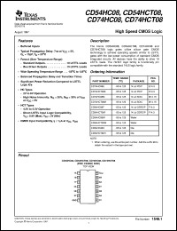 datasheet for CD54HC08F by Texas Instruments