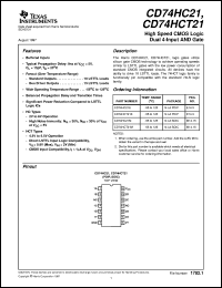 datasheet for CD54HC21F3A by Texas Instruments