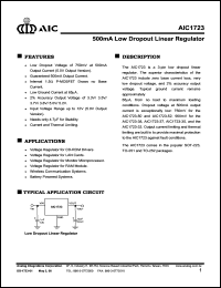 datasheet for AIC1723-33CF by 