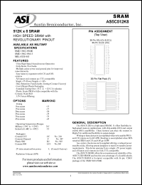 datasheet for AS5C512K8EC-25L/XT by 