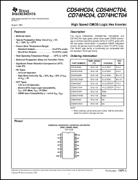 datasheet for CD54HC04F by Texas Instruments