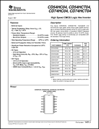 datasheet for CD54HCT04F by Texas Instruments