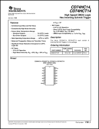 datasheet for CD74HCT14E by Texas Instruments