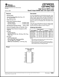 datasheet for CD54HC03F by Texas Instruments