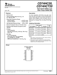 datasheet for CD54HC20F3A by Texas Instruments