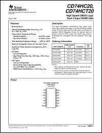datasheet for CD74HC20E by Texas Instruments