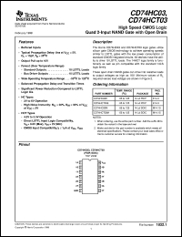 datasheet for CD74HCT03M96 by Texas Instruments