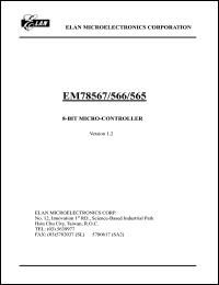 datasheet for EM78565BWM by ELAN Microelectronics Corp.