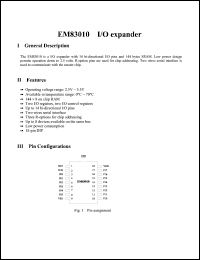 datasheet for EM83010 by ELAN Microelectronics Corp.