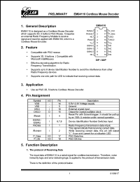datasheet for EM84110 by ELAN Microelectronics Corp.