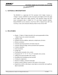 datasheet for EM34034 by ELAN Microelectronics Corp.