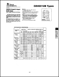 datasheet for CD4001UBF by Texas Instruments