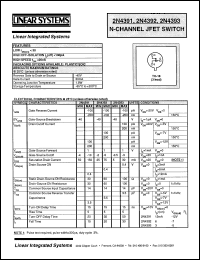 datasheet for 2N4393 by Linear Integrated System, Inc (Linear Systems)