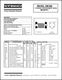 datasheet for 3N163 by Linear Integrated System, Inc (Linear Systems)