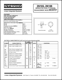datasheet for 3N165 by Linear Integrated System, Inc (Linear Systems)