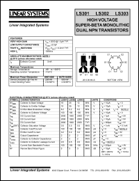 datasheet for LS301 by Linear Integrated System, Inc (Linear Systems)