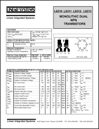 datasheet for LS312 by Linear Integrated System, Inc (Linear Systems)