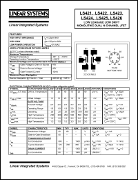 datasheet for LS422 by Linear Integrated System, Inc (Linear Systems)