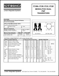 datasheet for IT130A by Linear Integrated System, Inc (Linear Systems)