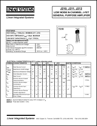 datasheet for J211 by Linear Integrated System, Inc (Linear Systems)