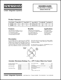 datasheet for SD210DE by Linear Integrated System, Inc (Linear Systems)
