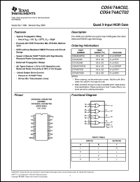 datasheet for CD54AC02F3A by Texas Instruments