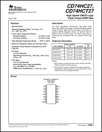 datasheet for CD54HC27F3A by Texas Instruments