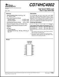datasheet for CD74HC4002E by Texas Instruments
