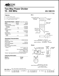 datasheet for DS-109 by M/A-COM - manufacturer of RF