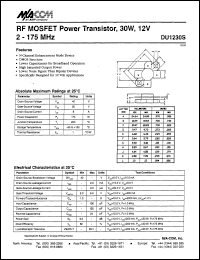 datasheet for DU1230S by M/A-COM - manufacturer of RF