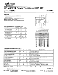 datasheet for DU2880T by M/A-COM - manufacturer of RF