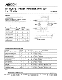 datasheet for DU2880V by M/A-COM - manufacturer of RF