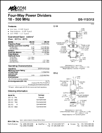 datasheet for DS-312TNC by M/A-COM - manufacturer of RF