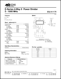 datasheet for ESJ-4-1-75 by M/A-COM - manufacturer of RF